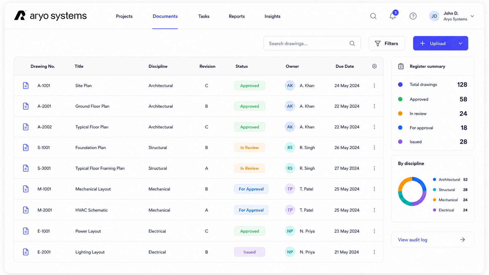Manage all project drawings in one central register.